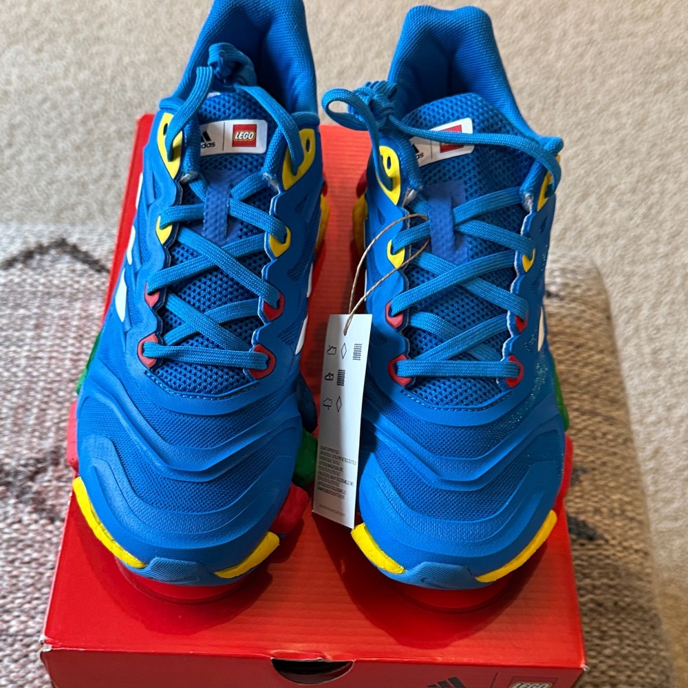 Adidas Kids Blue and Yellow LEGO Sneakers